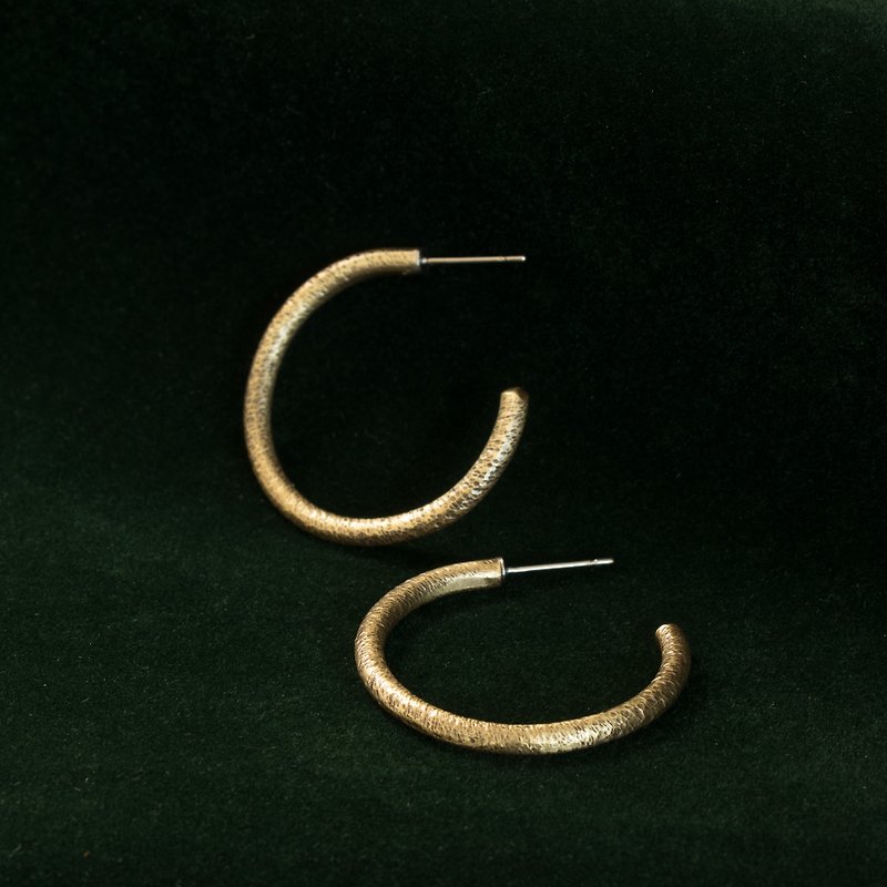 [soid Studio Appropriate Products] Bronze Mottled Earrings-Large Style - Earrings & Clip-ons - Copper & Brass 