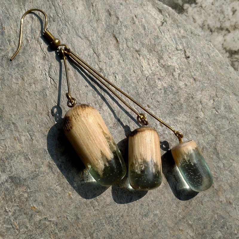 Handmade Secretwood Earrings with Custard apple wood - Earrings & Clip-ons - Wood Gold