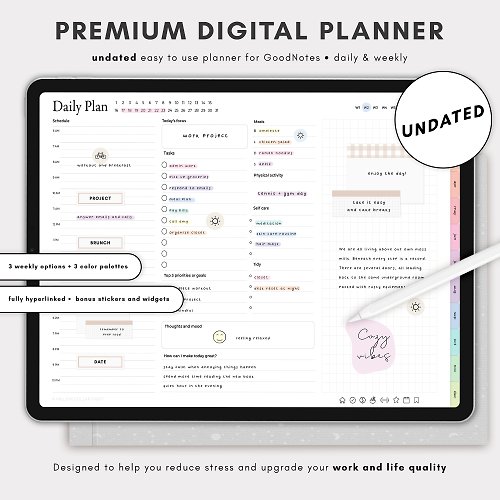 Million Dollar Habit Digital Planner Template for iPad or Tablet, Undated Digital Planner GoodNotes