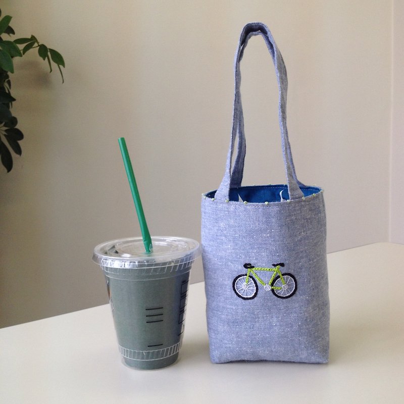 Cafe bag bicycle Minitoto - กระเป๋าถือ - ผ้าฝ้าย/ผ้าลินิน สีน้ำเงิน