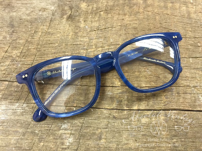 Absolute Vintage-Ladder Street Square Thin Frame Sheet Glasses-Blue - Glasses & Frames - Plastic 