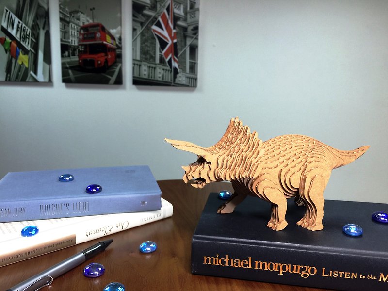 Contamo hand-made model DIY material package dinosaur series-triceratops-large - งานไม้/ไม้ไผ่/ตัดกระดาษ - กระดาษ 