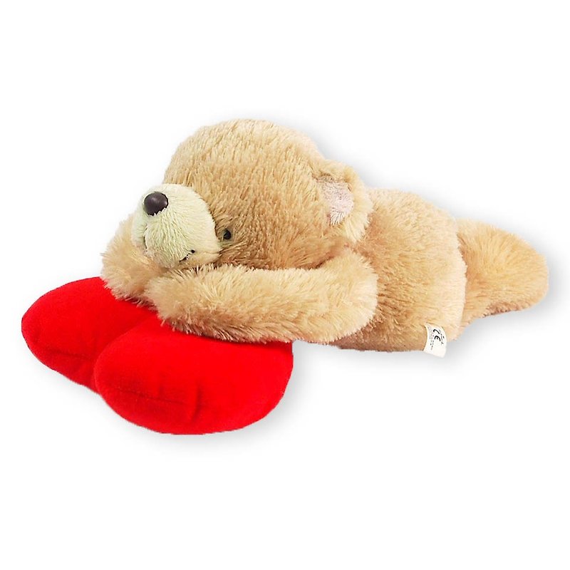 FF 8-inch nap / Heart Bear lying [Valentine] - ตุ๊กตา - วัสดุอื่นๆ สีนำ้ตาล