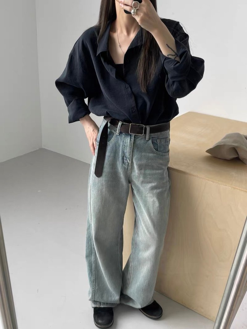 3rd三天堂日本岡山產90S jeans復古做舊單寧水洗牛仔褲 - 女長褲 - 其他材質 