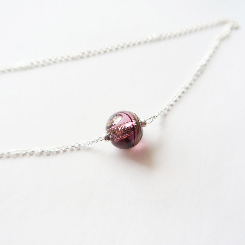 925 Silver Purple red spiral- Gold glass necklace - Necklaces - Paper Purple