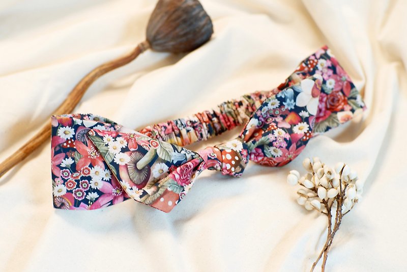 Adjustable elastic knot headband の British Liberty fabric mushroom flower sea
