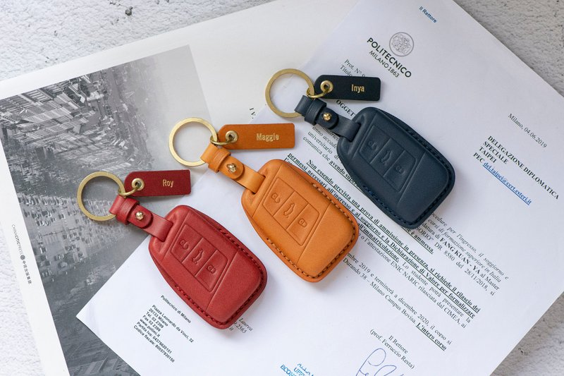 SKODA Skoda car leather hot stamping key cover/kodiaq - ที่ห้อยกุญแจ - หนังแท้ 