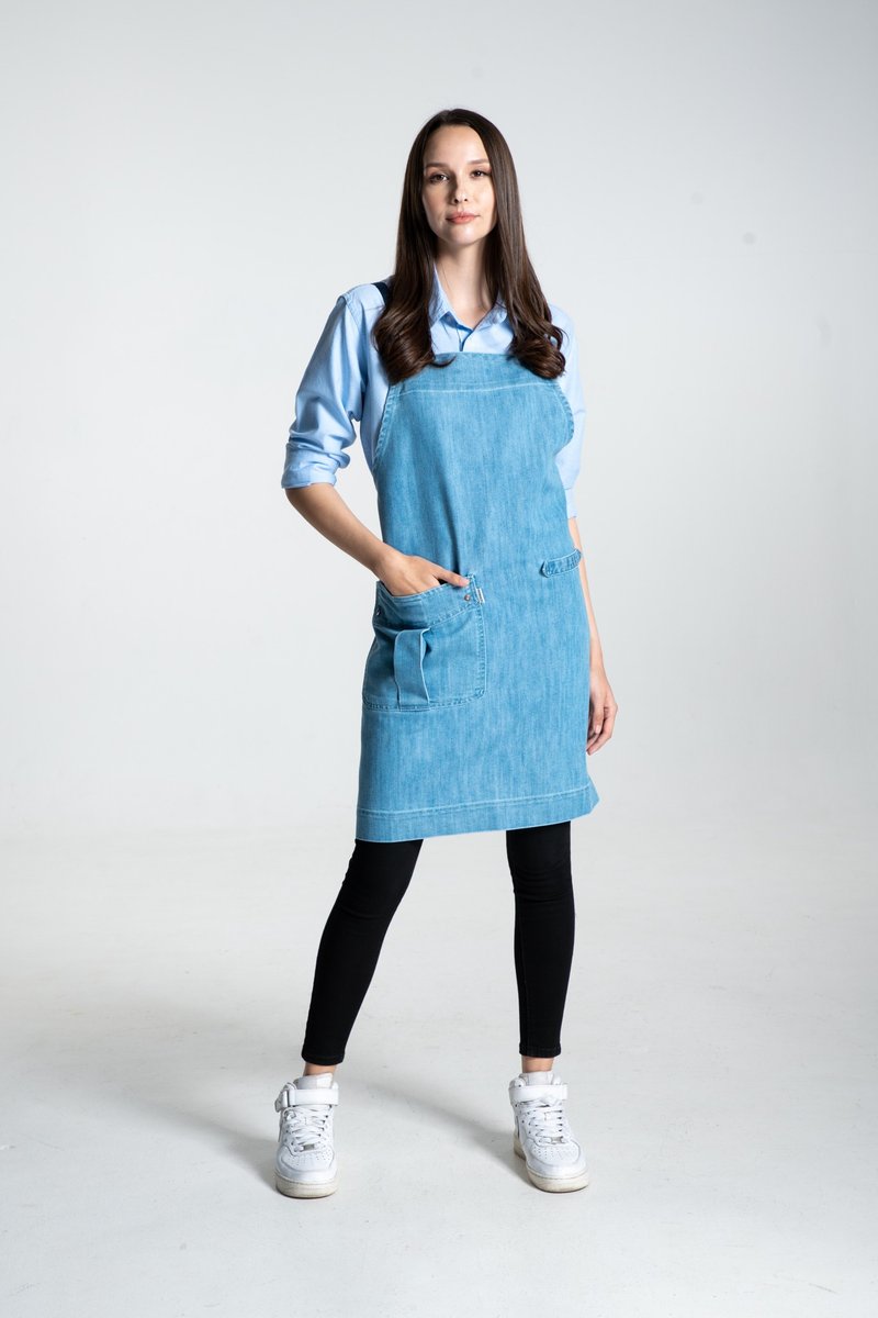 Edition 1 Apron (Light Wash) 工作服 圍裙 - 圍裙 - 棉．麻 藍色