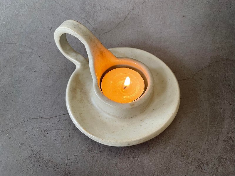 Handmade Pottery-Handheld Candle Holder - เทียน/เชิงเทียน - ดินเผา สีใส