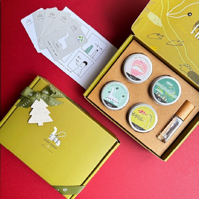 [Christmas Gift] Macaron Toe Collaboration 4+1 Dinosaur Fragrance Gift Box Exchange Gift - Candles & Candle Holders - Wax Multicolor