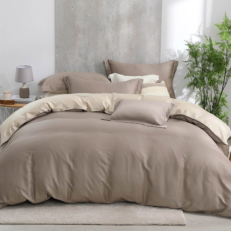 Hongyu 300 Woven Tencel Thin Quilt Cover Bed Bag Set Fumiller (Double/Large/Extra Large) - เครื่องนอน - วัสดุอื่นๆ สีนำ้ตาล