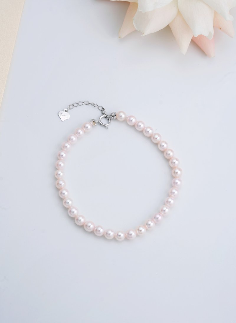 Akoya 粉光全珠 18K金 手鏈 - 手鍊/手環 - 珍珠 金色