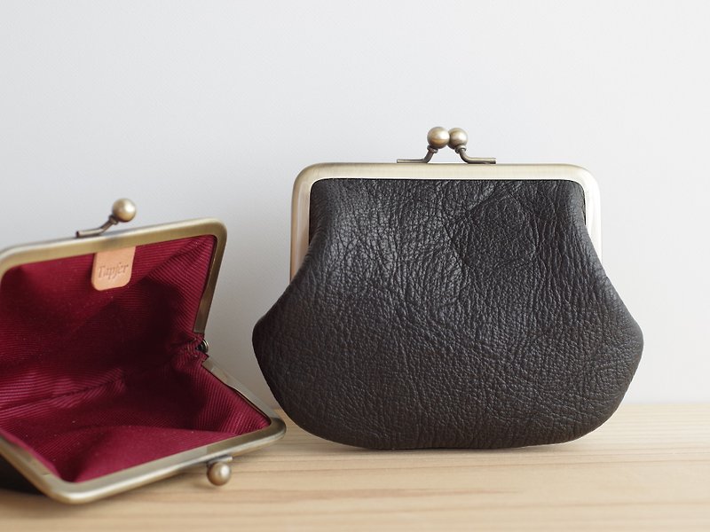 Leather square type sparkling black - กระเป๋าสตางค์ - หนังแท้ สีดำ