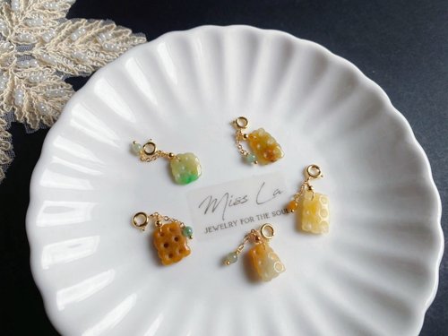 樂藏｜輕珠寶｜手作能量 天然緬甸玉翡翠 特色 餅乾 獨一無二 小物 隨意扣 禮物 設計款