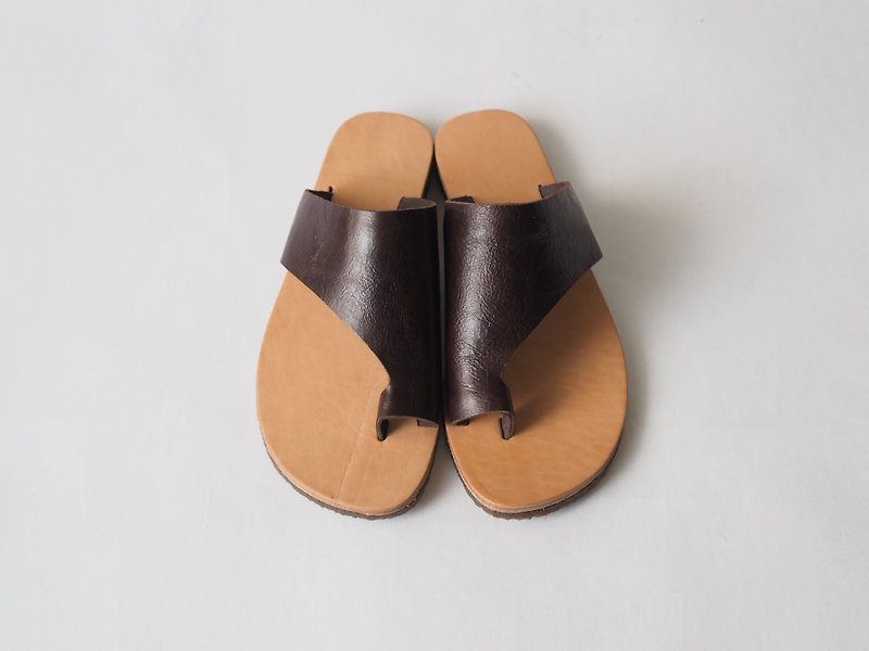 Love flowers sandals- cracked leather - Sandals - Genuine Leather Brown