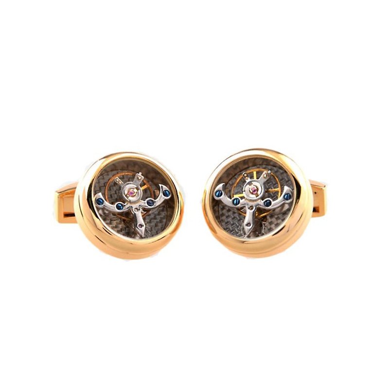 Kings Collection Gold Round Watch Movement Cufflinks KC10047 Gold - Cuff Links - Other Metals Gold