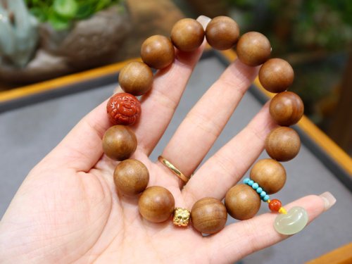 Pure Natural Indian Old Sandalwood Bracelet Old Beads Barrel Beads