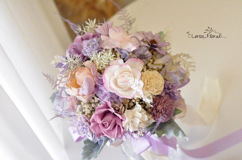 Round bouquet Biedermeier bouquet Bridal bouquet Photo bouquet Wedding bouquet - Dried Flowers & Bouquets - Plants & Flowers Purple