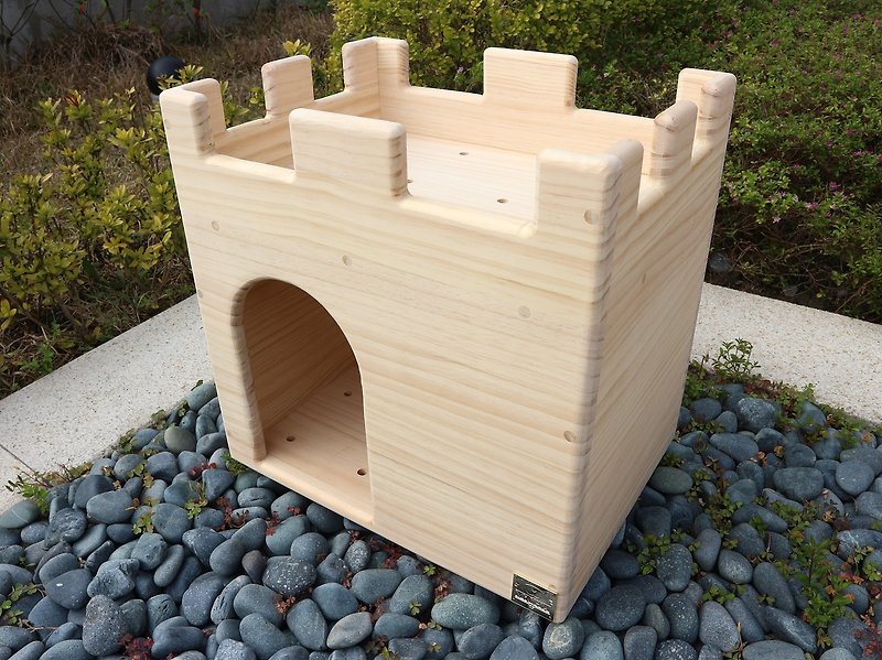 【W502】MiCHA Dream Studio-Lego Concept Cat Jumping Platform-Castle House - Pet Toys - Wood Gold
