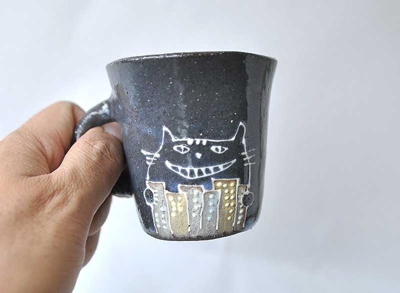 猫マチ25丁目の植物工場　マグカップS - 花瓶/陶器 - 陶 藍色