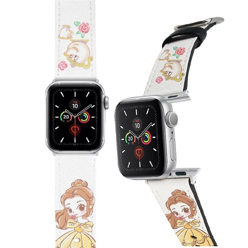 Disney-Leather Apple Watch Band-Cute Princess Series-Belle - Watchbands - Faux Leather Gold