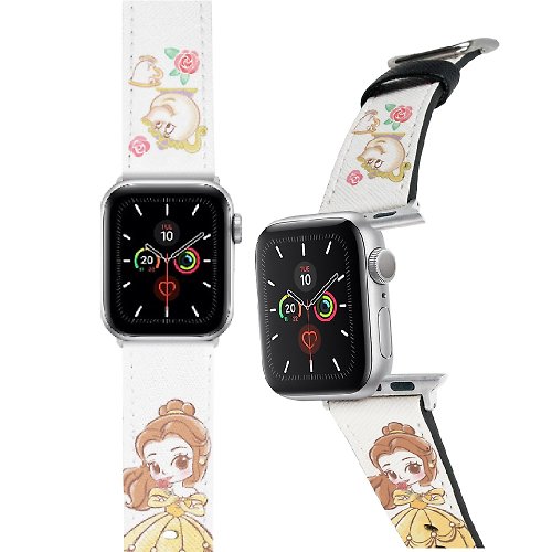 i-Smart 迪士尼 Disney-Apple Watch錶帶-皮革系列-Q版貝兒 Belle