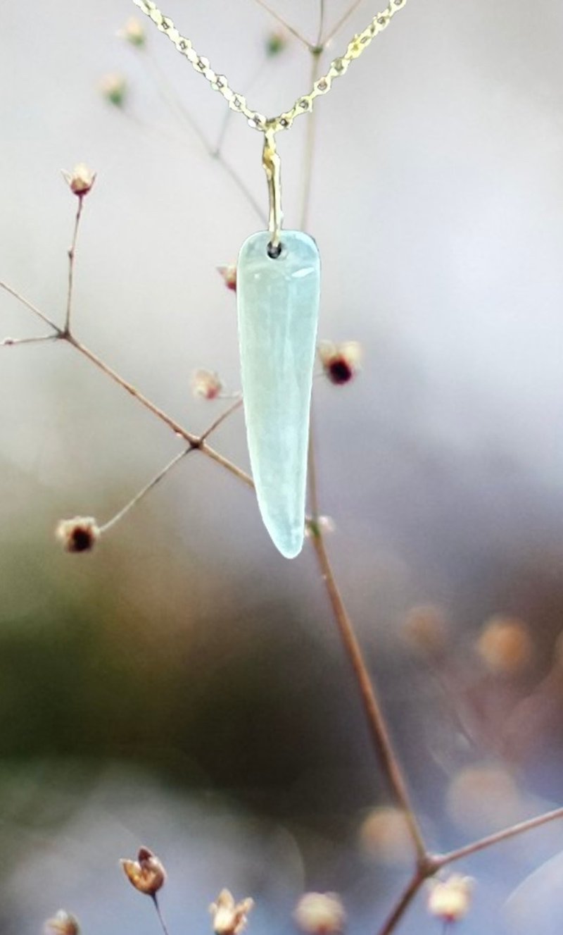 Clavicle chain II Stone jade pepper strips - Necklaces - Jade 