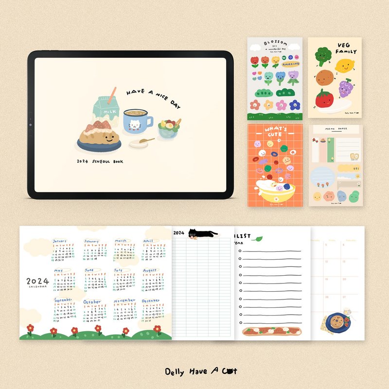 電子手帳 | 2024 早餐手帳 / iPad手帳 / Goodnote模板/轉跳式 - 電子手帳及素材 - 其他材質 