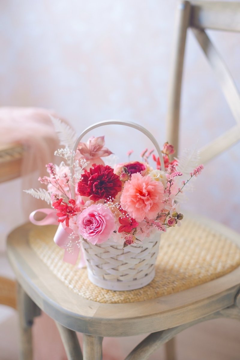 Mother's Day basket table flowers Mother's Day flower gift potted flowers immortalized flower gift dried flowers - Dried Flowers & Bouquets - Plants & Flowers Pink