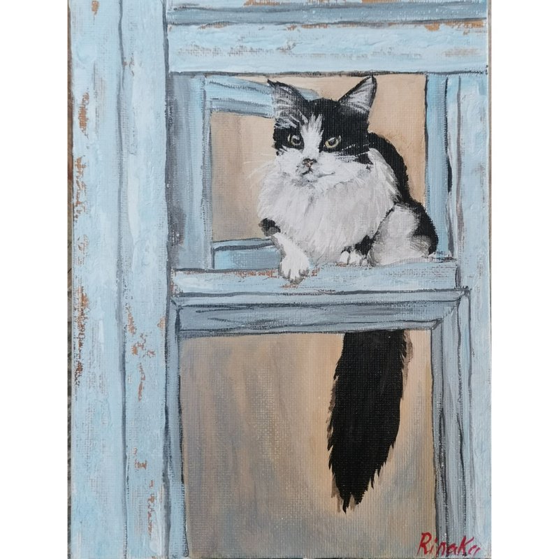 Cat On The Window Original Framed Art Unique Wall Decor By RinaArtSK - ตกแต่งผนัง - วัสดุอื่นๆ หลากหลายสี