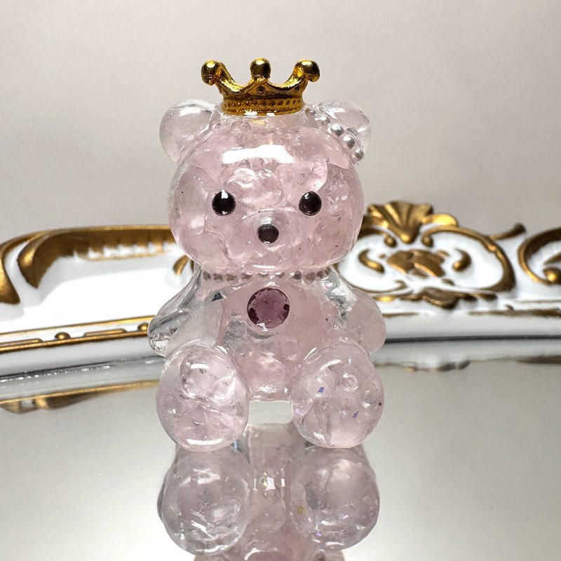 Stone|Natural pink Stone ornaments|Pink crystal bear style 05| - Items for Display - Crystal Pink