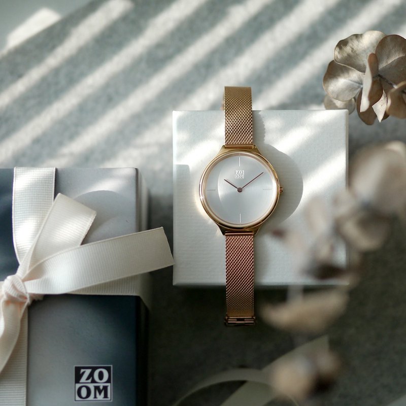 HAZY 5012 mesh band watch - Rose Gold - นาฬิกาผู้หญิง - สแตนเลส สีทอง