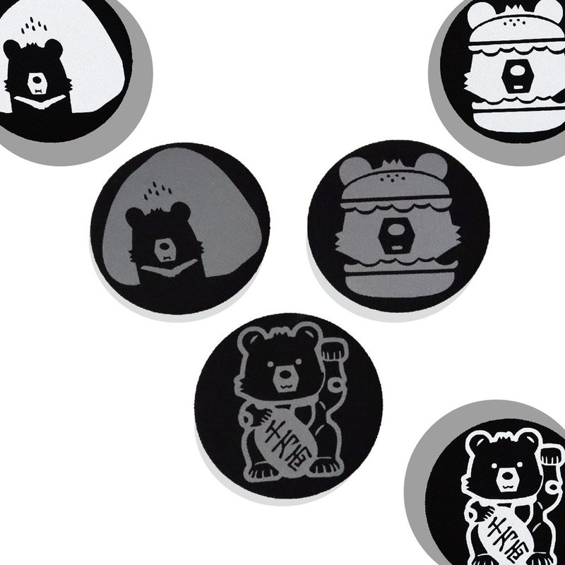 High-Visibility Reflective Fabric Chest Badge - Emblem Bear Yibo - Badges & Pins - Plastic Black