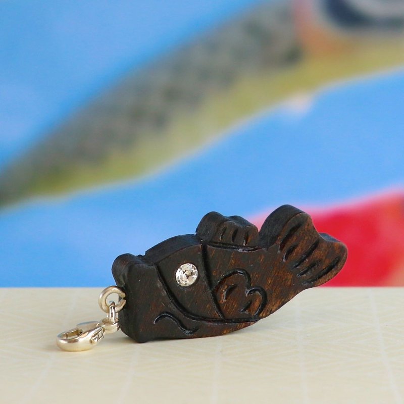 Handmade Wooden Carp Carp Charm Gift Customization - พวงกุญแจ - ไม้ สีนำ้ตาล