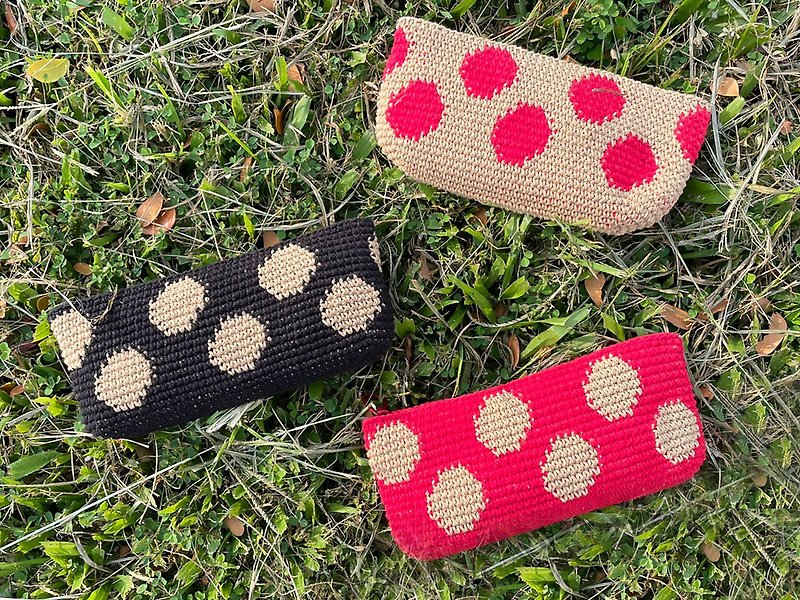 Custom woven polka dot pen case/pocket/woven small objects/woven goods - Pencil Cases - Cotton & Hemp Multicolor