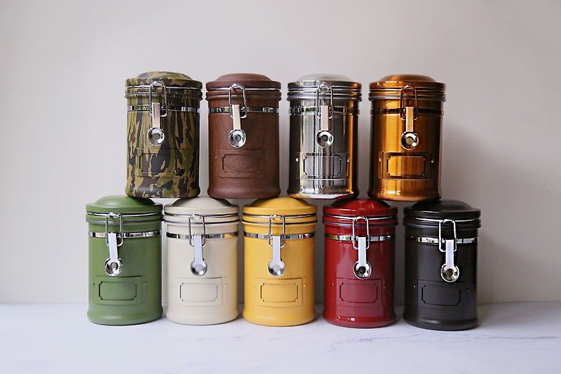 Earth Taiwan 304 stainless steel sealed cans plus spoons & storage sets of coffee beans cans tea cans - เครื่องทำกาแฟ - สแตนเลส 