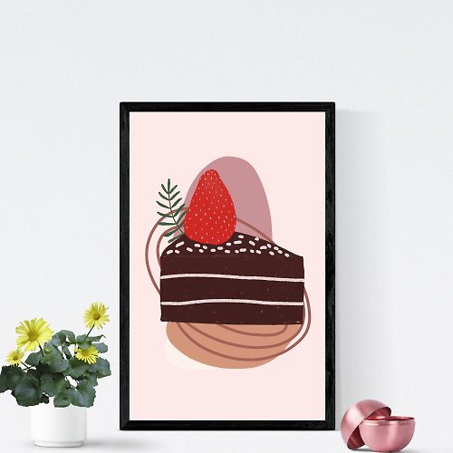 artbyvachira Lovely Piece of Chocolate Cake - Printable Wall Art - Instant Digital Download