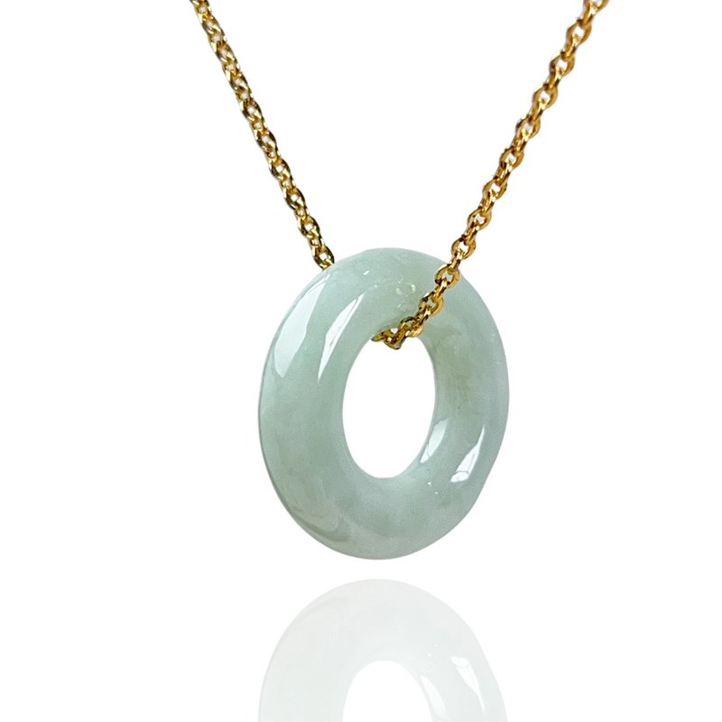 【May ‧Peace】Fruit Green Jadeite Peace Ring Necklace | Natural Burmese Jadeite A Grade | Gift - Necklaces - Jade Green