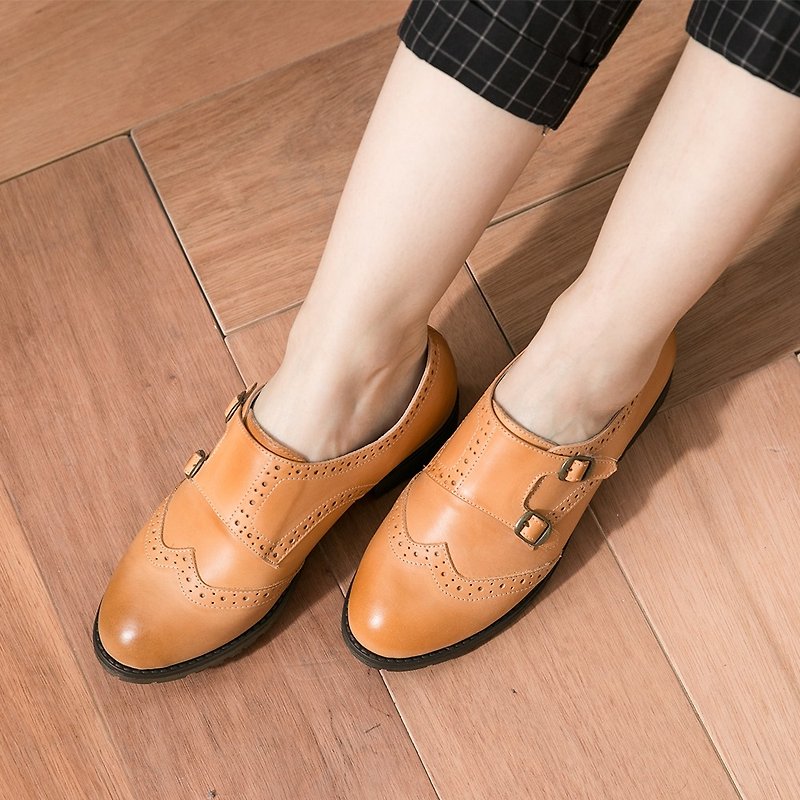 Maffeo Oxford Shoes Gradually Two-Color American Wax Skin Care with Oxford Shoes (0107 Microbe Beer Brown) - รองเท้าอ็อกฟอร์ดผู้หญิง - หนังแท้ สีนำ้ตาล