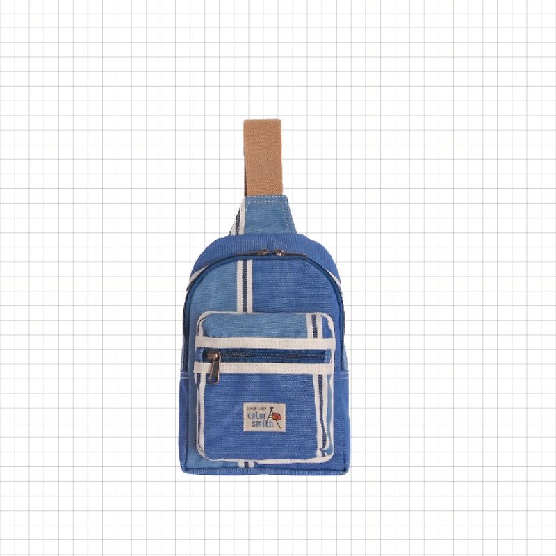 OR classic shoulder backpack OR1398-BS [Taiwanese original bag brand] - กระเป๋าแมสเซนเจอร์ - ผ้าฝ้าย/ผ้าลินิน สีน้ำเงิน