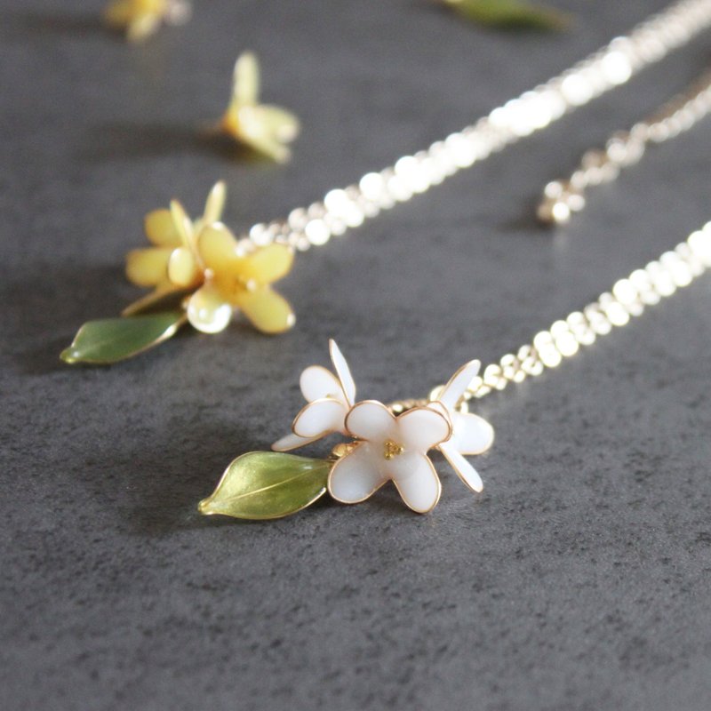 【Osmanthus Necklace】Handmade Osmanthus Necklace, 14kgf Necklace - สร้อยคอ - เรซิน หลากหลายสี