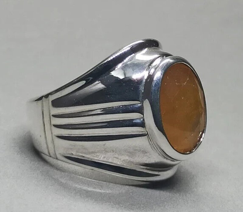 Natural Sapphire Ring Sterling Silver 925 Handmade Pukhraj Ring September ring - แหวนทั่วไป - เครื่องเพชรพลอย สีเหลือง