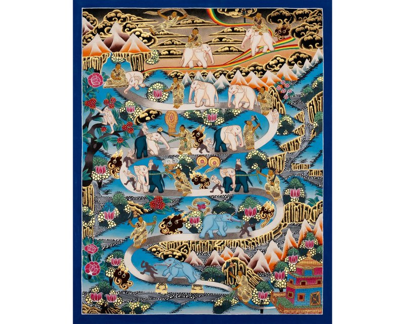 Samatha Meditation Thangka: A Visual Journey into Calmness and Clarity - 壁貼/牆壁裝飾 - 其他材質 多色