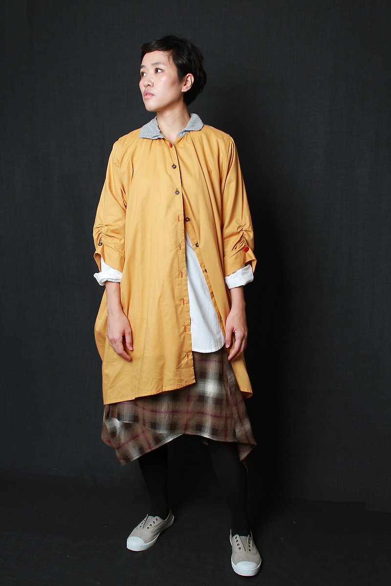And - under the warm sun blinds - stitching striped knit shirt Long - One Piece Dresses - Cotton & Hemp Yellow