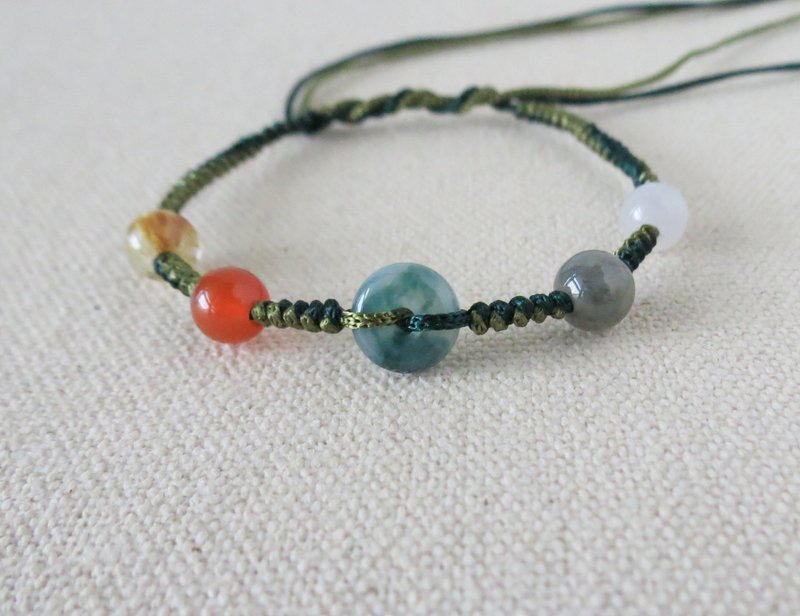 本命年【開運招財五行珠】絲光編織手鍊*03*增加整體運勢 - 手鍊/手環 - 寶石 多色