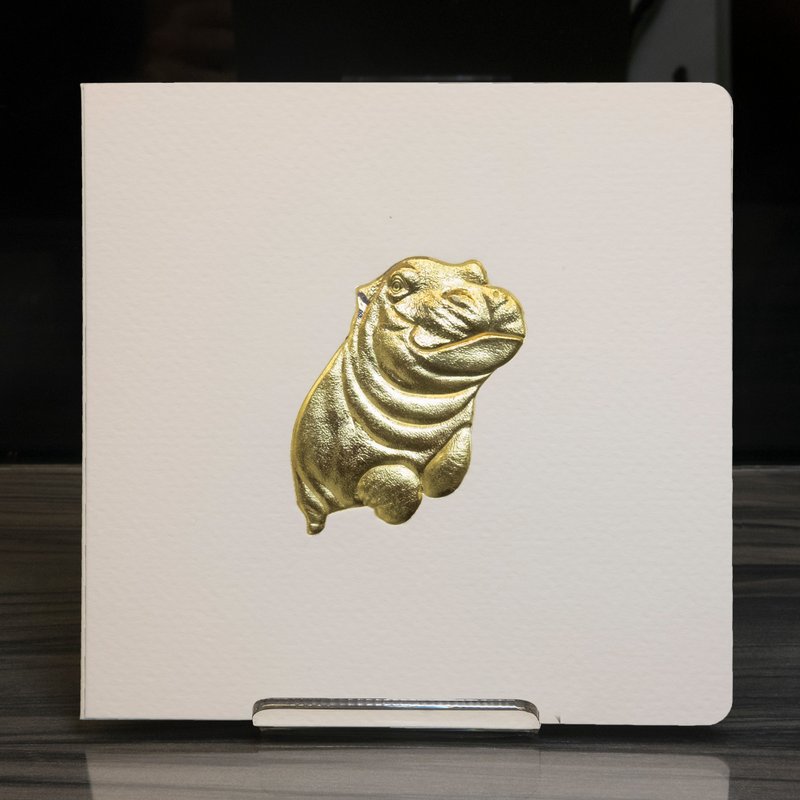 河馬浮雕燙金萬用卡 - 卡片/明信片 - 紙 白色