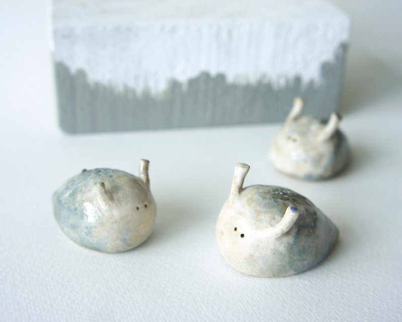 ﹝ ﹞ feel pottery 迷 mini sea 蛞 abc - ของวางตกแต่ง - ดินเผา สีน้ำเงิน