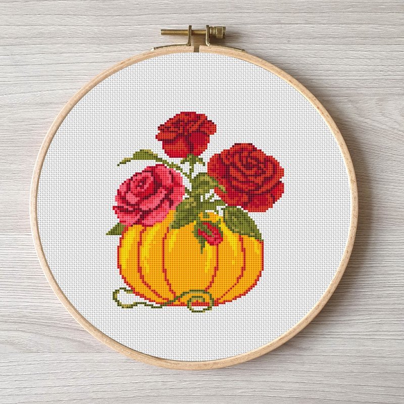 十字繡 萬聖節南瓜 刺繡圖案 Cross stitch Halloween pumpkin pattern pdf Easy embroidery - 其他數位設計 - 其他材質 