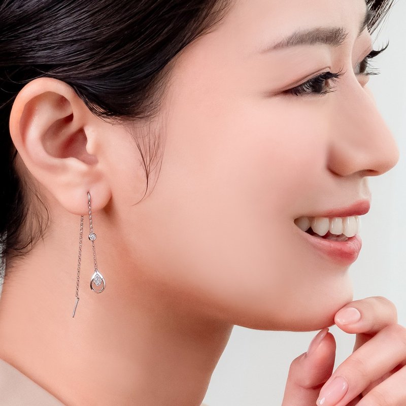 京華鑽石 鑽石耳環 18K金 共0.16克拉 流光滴影 - 耳環/耳夾/耳骨夾 - 鑽石 