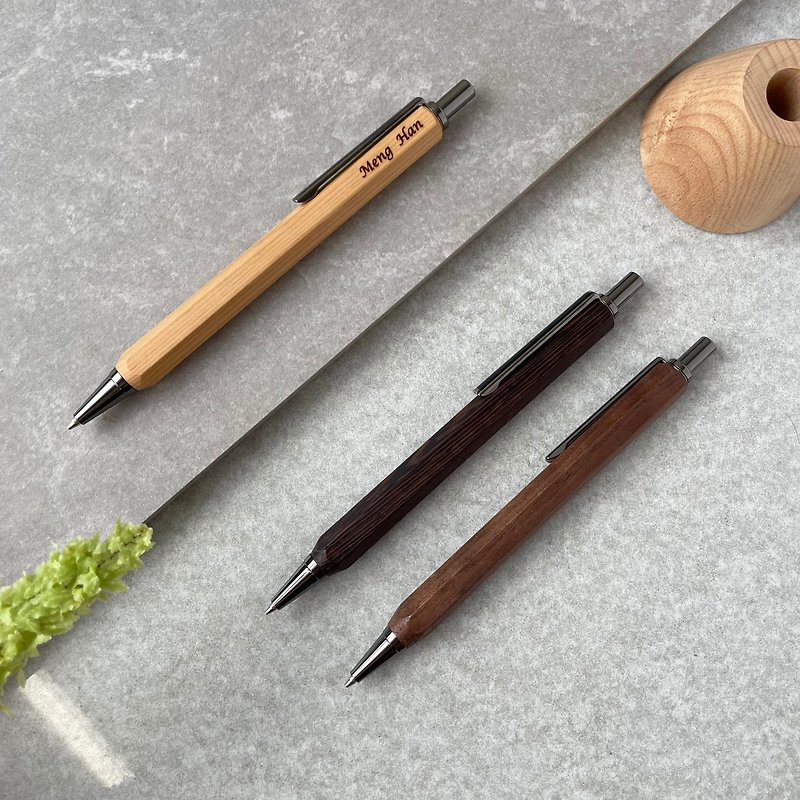 [Quick Customization] Free engraving with hexagonal log mechanical pencil (0.5 refill) - Pencils & Mechanical Pencils - Wood Brown